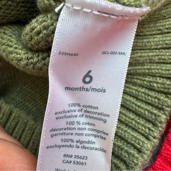 Bundle 6M Baby Boy Christmas Sweater Knit Pullover Red Green 2PC Set - Picture 8 of 8